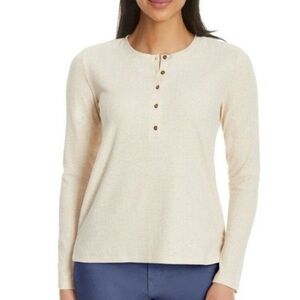 G.H. Bass & Co. M Textured Henley Button Lightweight Long Sleeve Shirt Tan